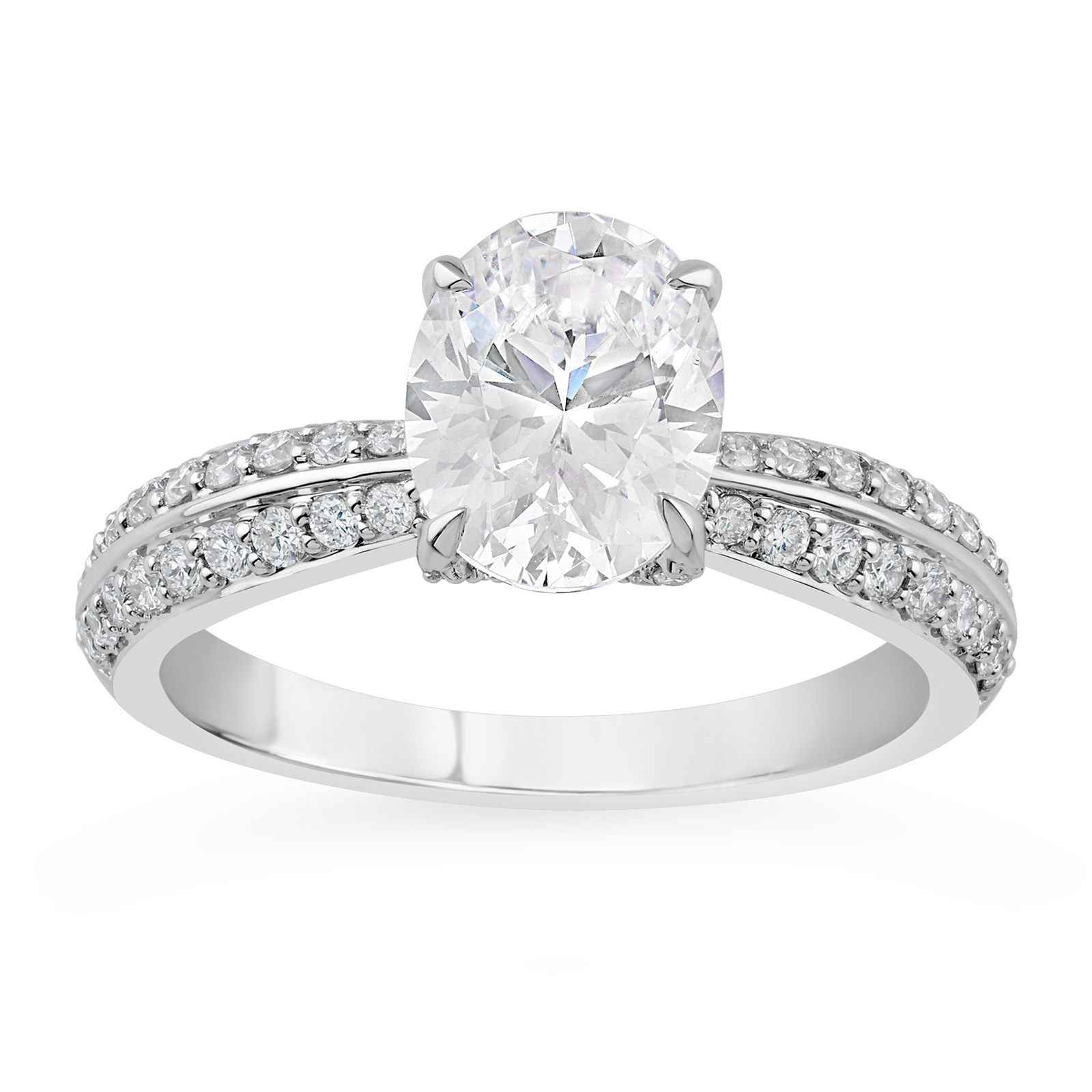 14K Knife Edge Oval Diamond Engagement Ring