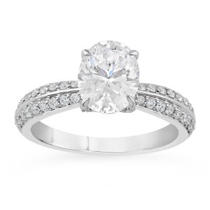 14K Knife Edge Oval Lab Grown Diamond Engagement Ring