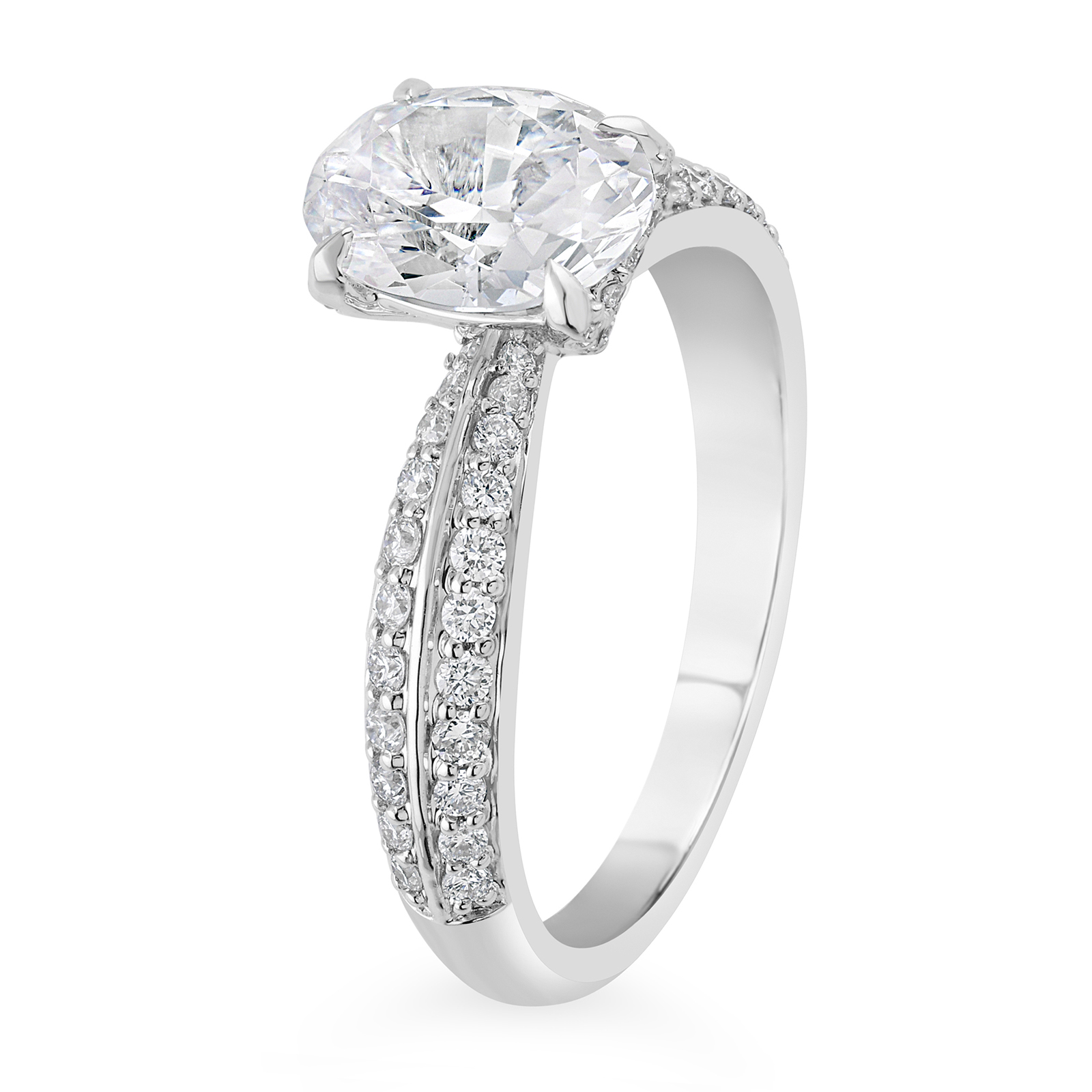 14K Knife Edge Oval Diamond Engagement Ring - Image 5