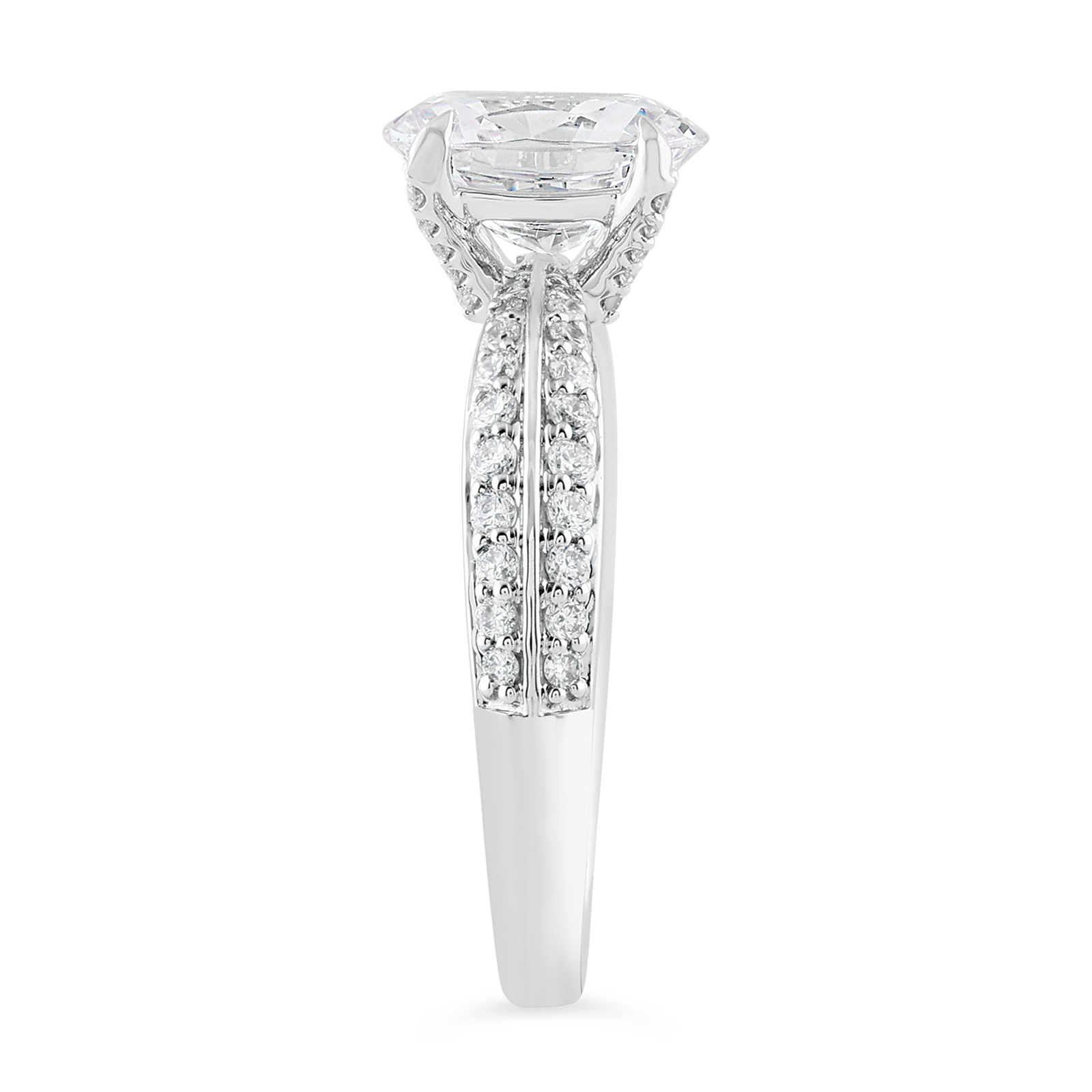 14K Knife Edge Oval Diamond Engagement Ring - Image 3