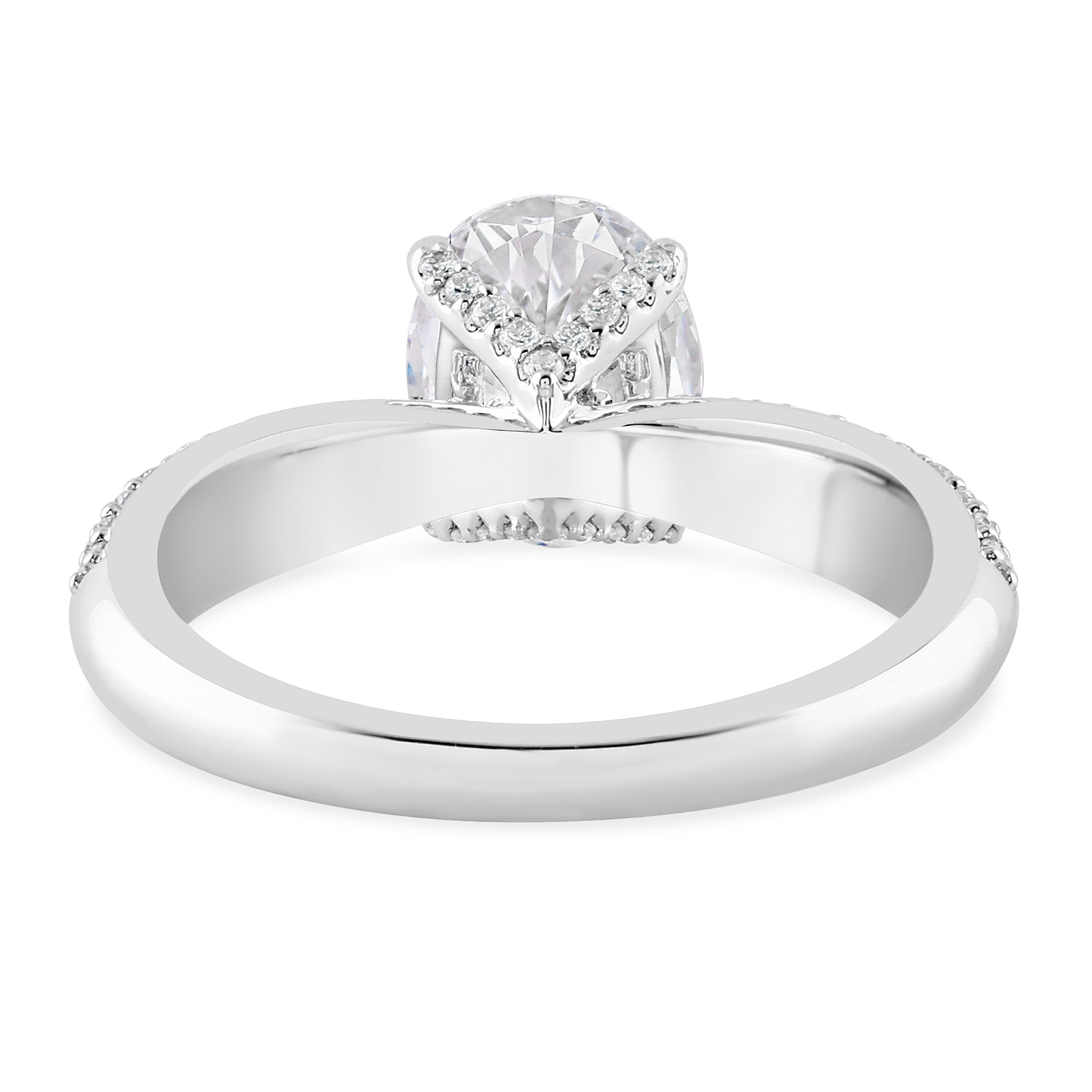 14K Knife Edge Oval Diamond Engagement Ring - Image 4