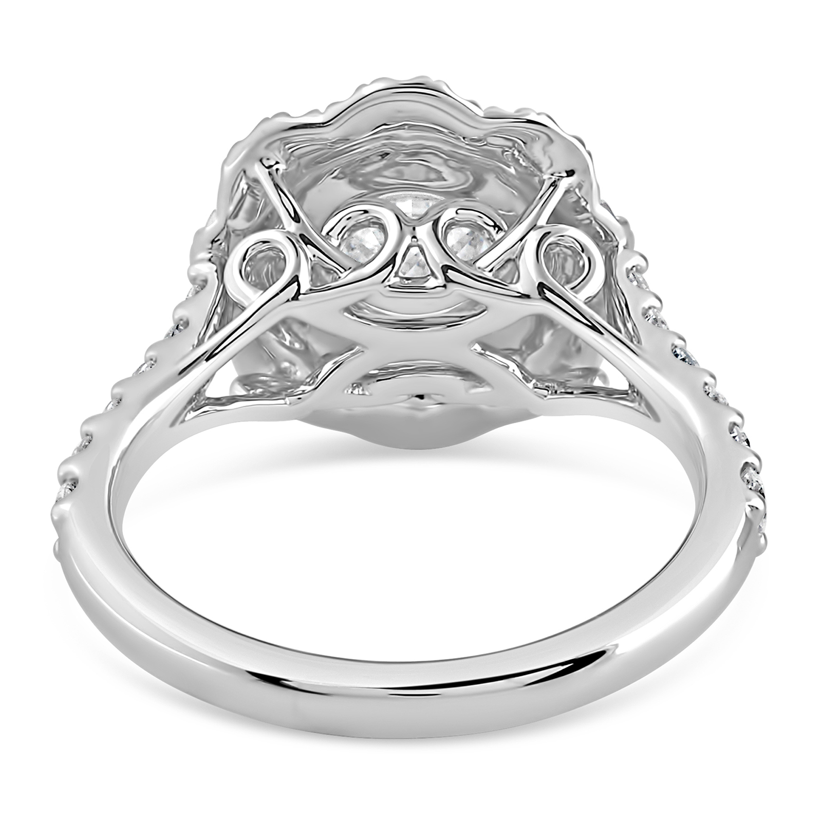 14K Round Lab Grown Diamond Double Fancy Halo Engagement Ring - Image 4