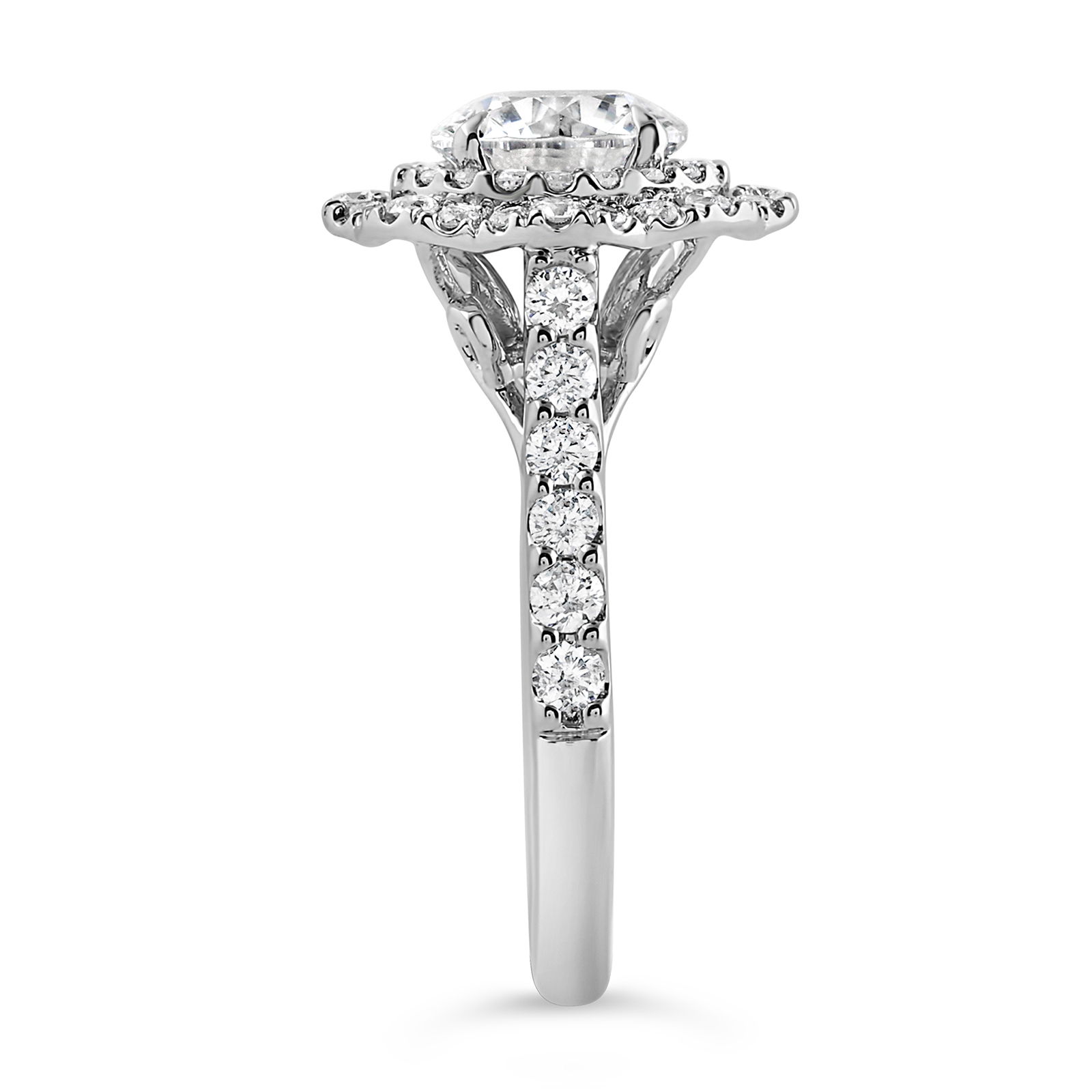14K Round Lab Grown Diamond Double Fancy Halo Engagement Ring - Image 3