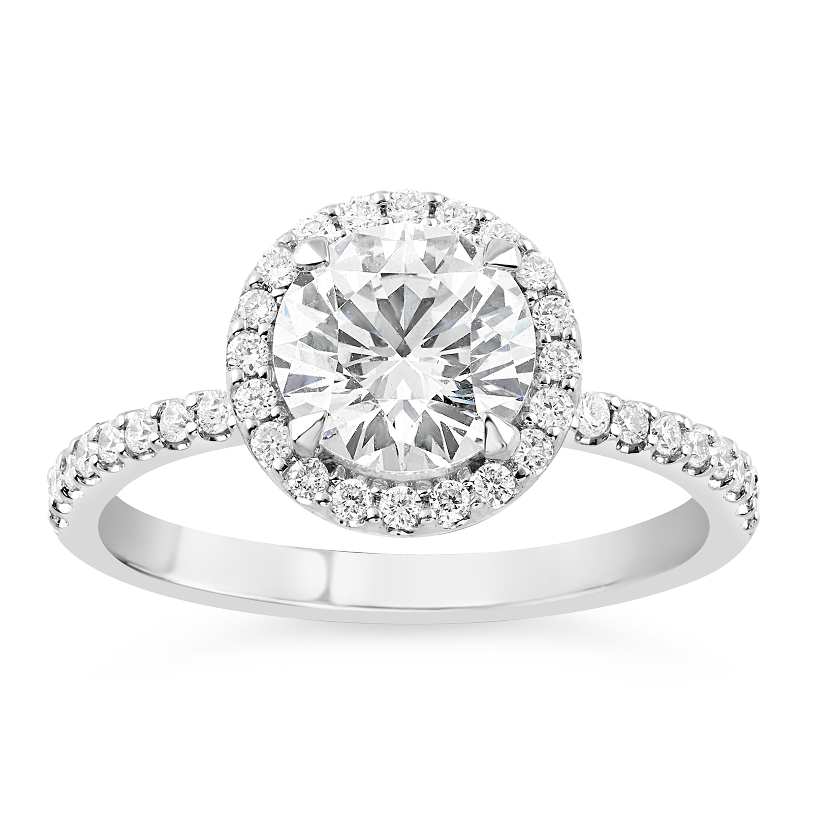 14K Round Lab Grown Diamond Halo Engagement Ring