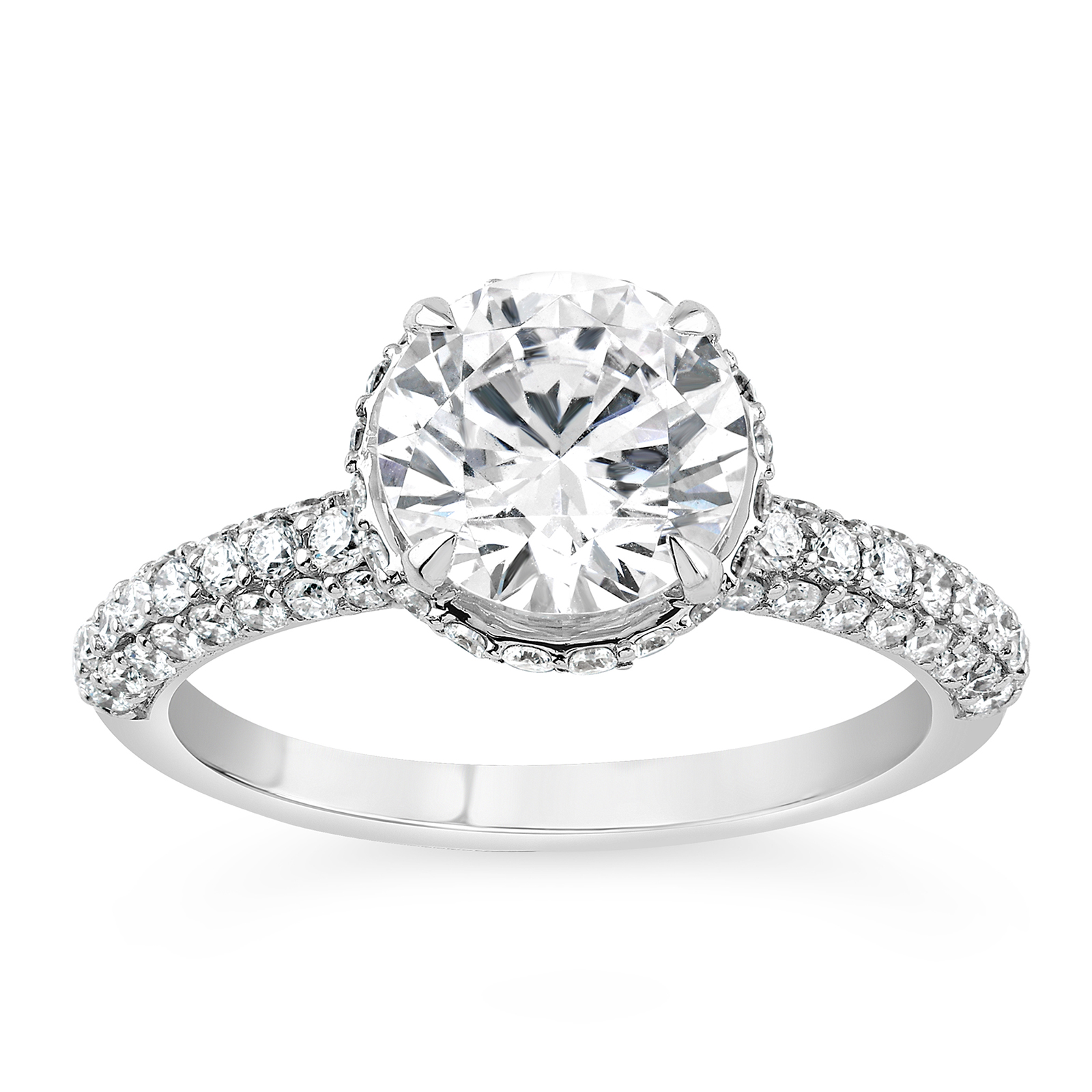14K Round Lab Grown Diamond Hidden Halo Engagement Ring