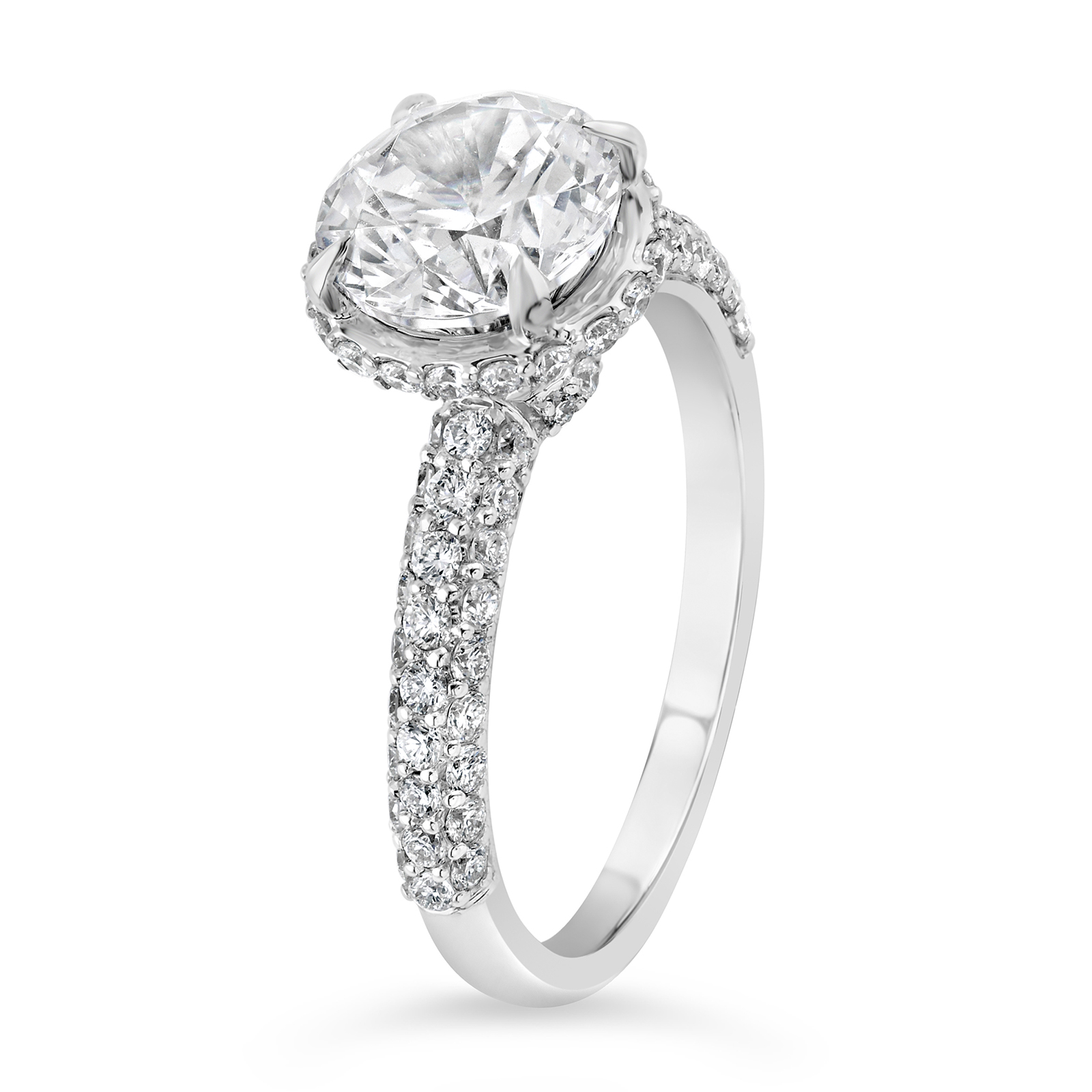 14K Round Lab Grown Diamond Hidden Halo Engagement Ring - Image 5
