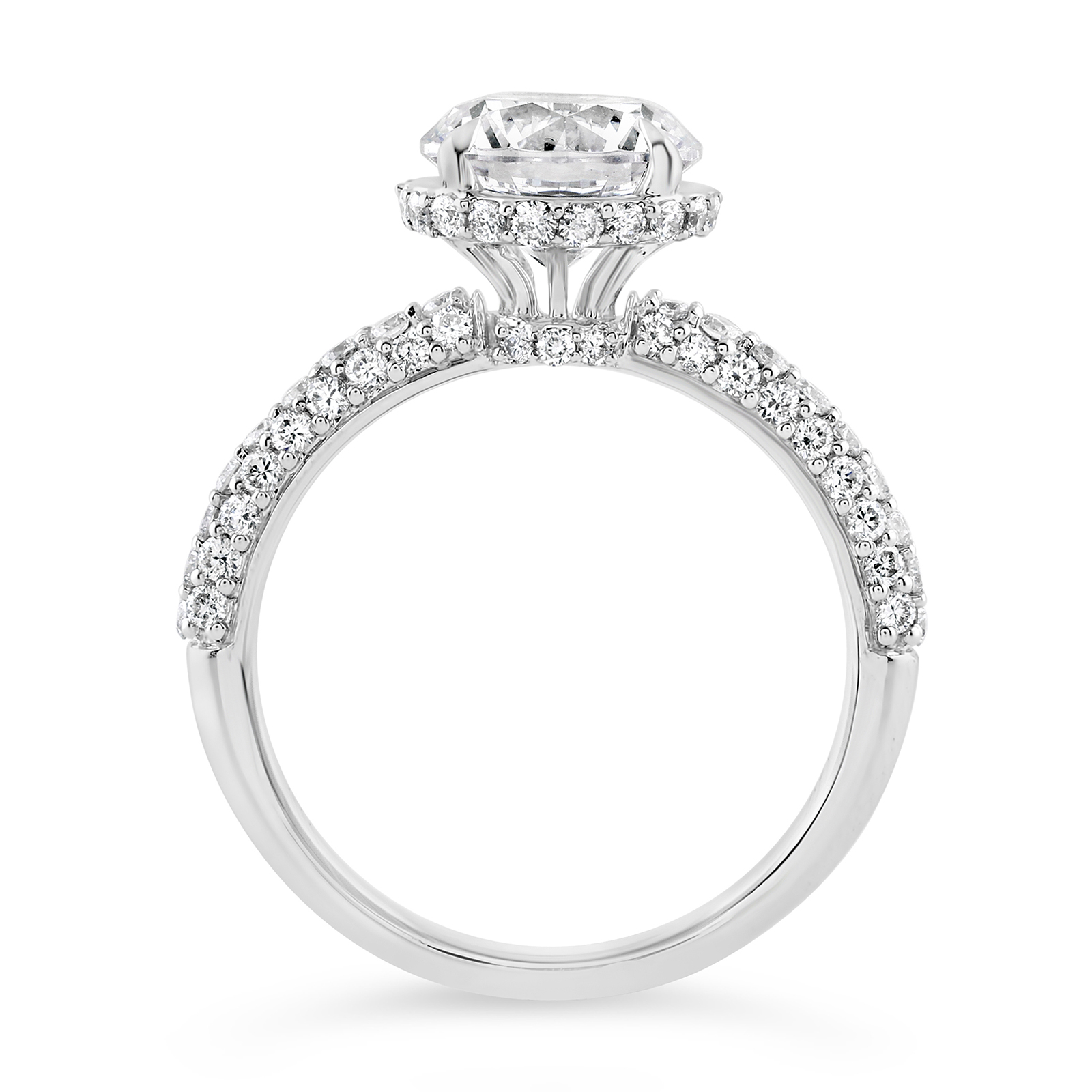 14K Round Lab Grown Diamond Hidden Halo Engagement Ring - Image 2