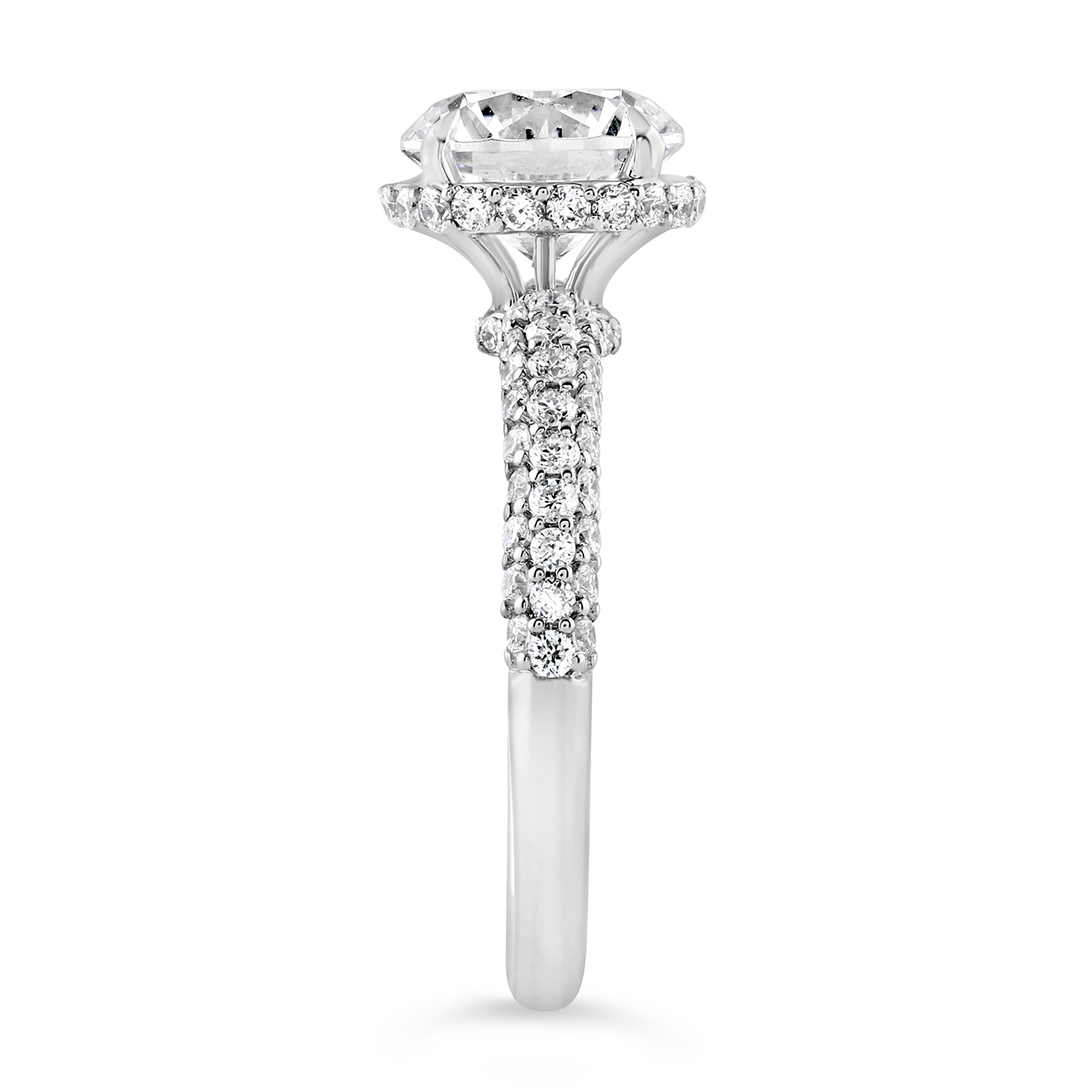 14K Round Lab Grown Diamond Hidden Halo Engagement Ring - Image 3