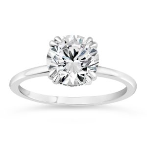 14K Hidden Halo Double Prong Diamond Engagement Ring