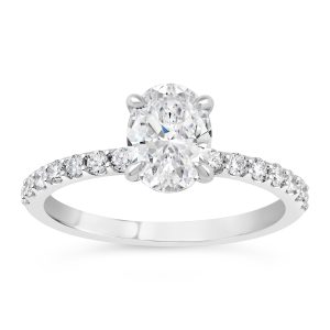 14K Oval Diamond Colar Engagement Ring