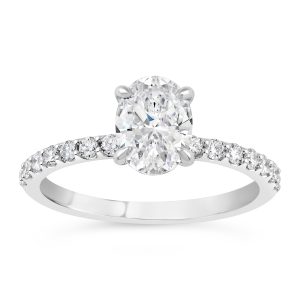 14K Oval Lab Grown Diamond Colar Engagement Ring
