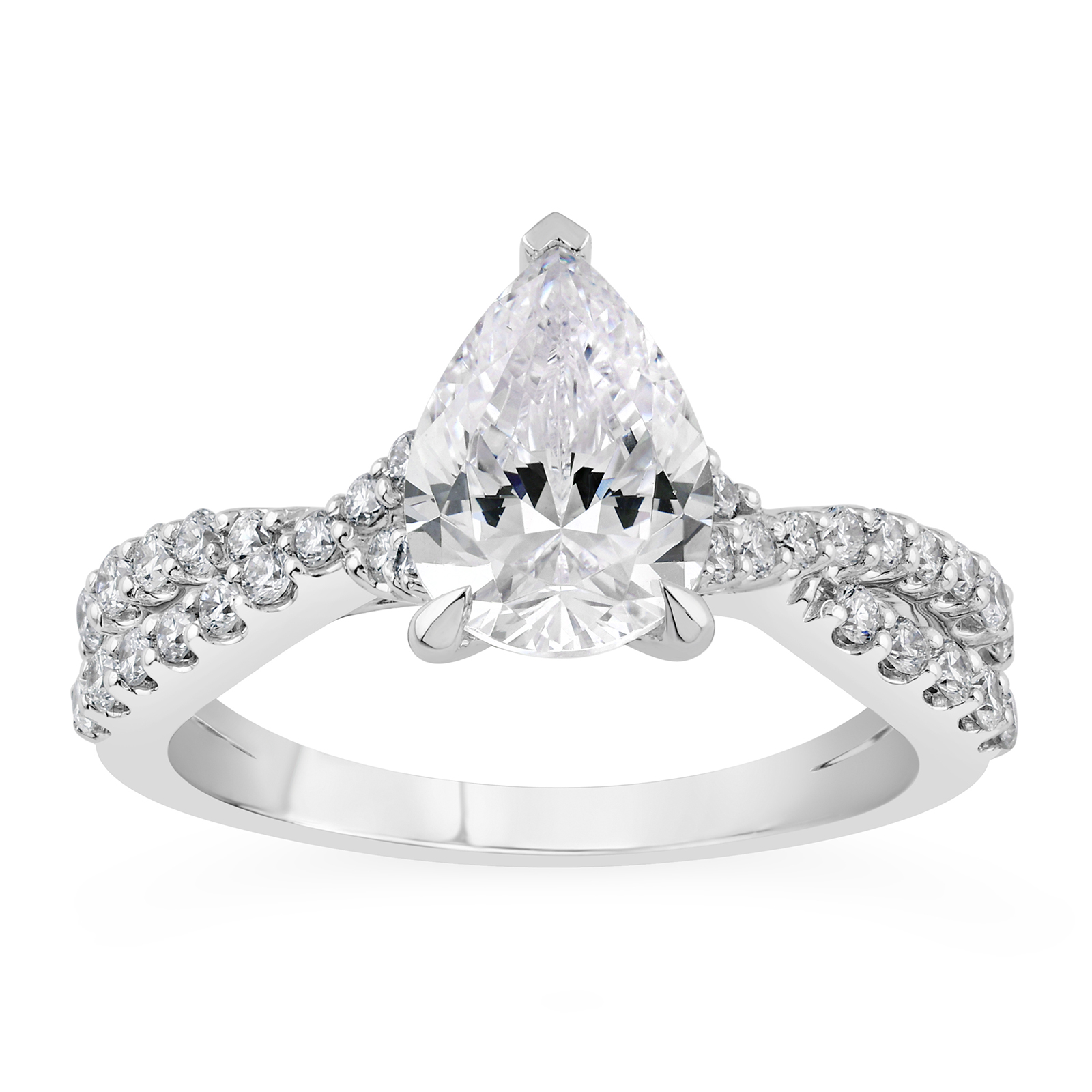 14K Twist Shank Pear Lab Grown Diamond Engagement Ring