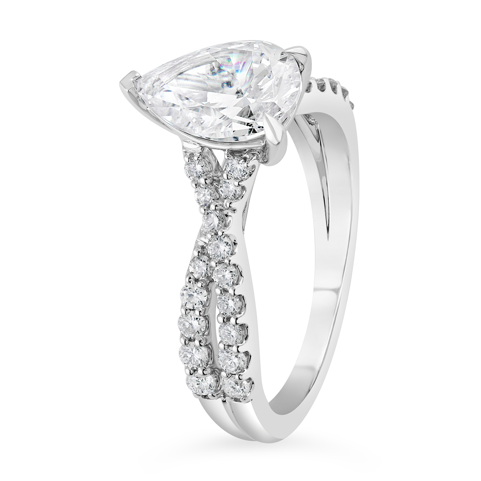 14K Twist Shank Pear Lab Grown Diamond Engagement Ring - Image 5