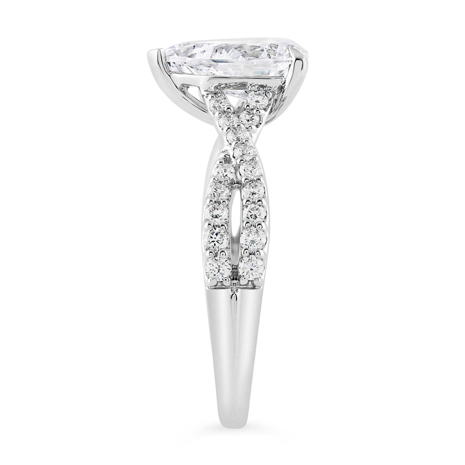 14K Twist Shank Pear Lab Grown Diamond Engagement Ring - Image 3