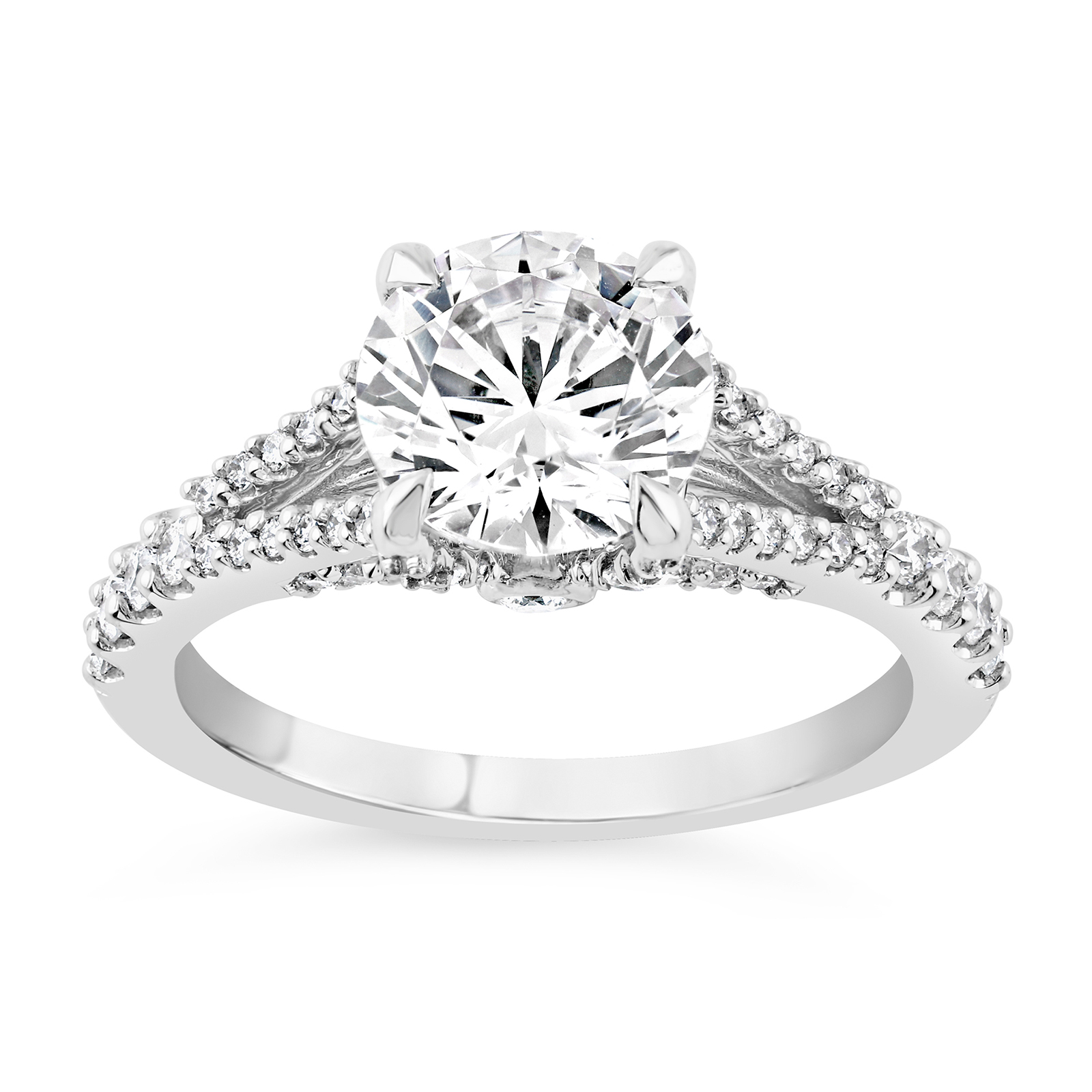 14K Split Shank Round Lab Grown Diamond Engagement Ring