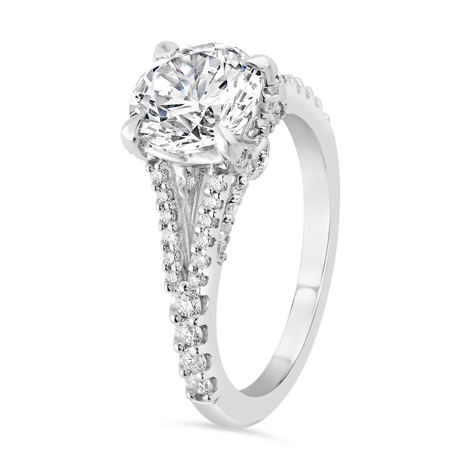 14K Split Shank Round Lab Grown Diamond Engagement Ring - Image 5