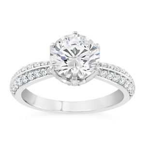 14K Knife Edge Round Diamond Engagement Ring