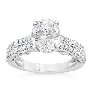 14K Oval Diamond Engagement Ring