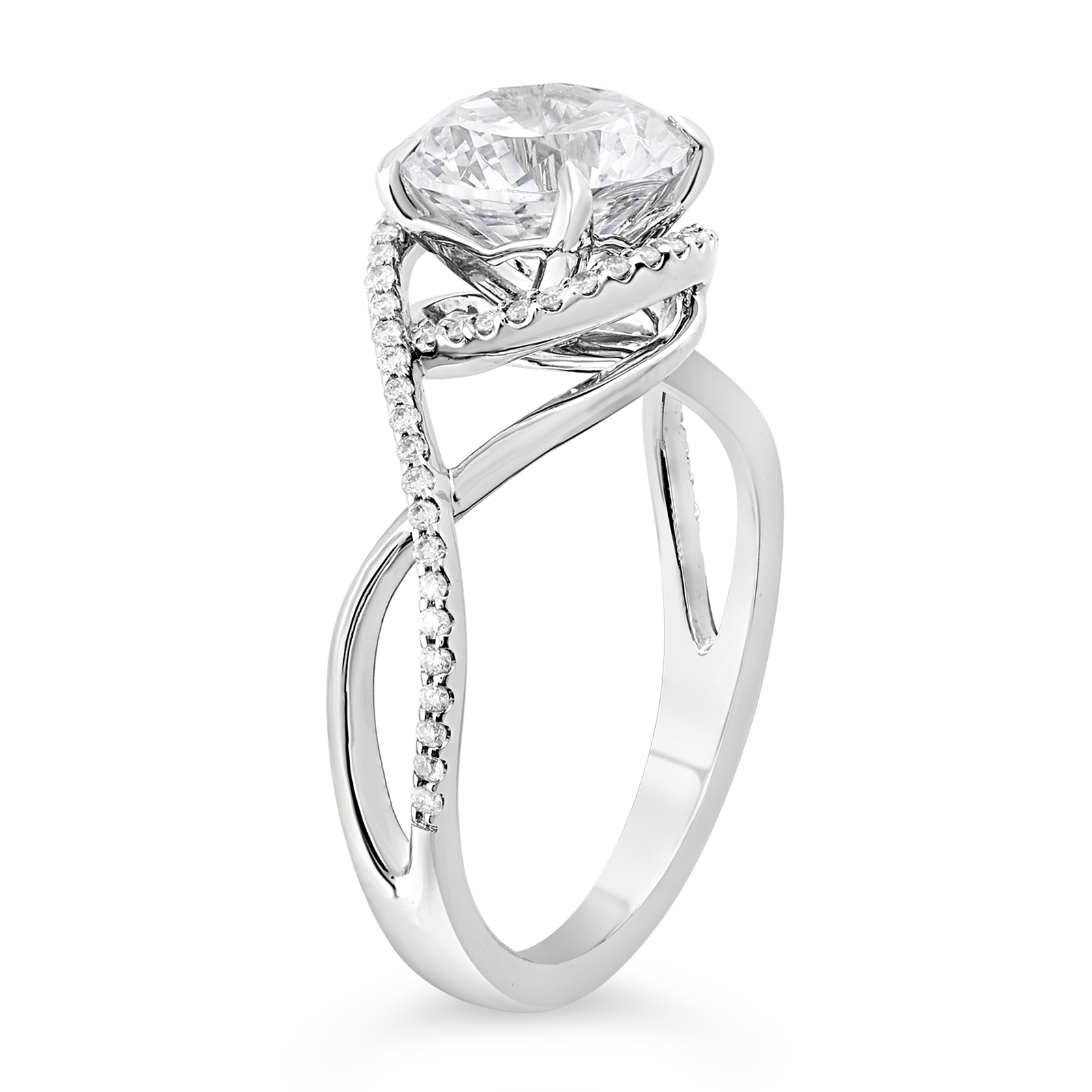 14K Twist Shank Round Lab Grown Diamond Halo Engagement Ring - Image 5
