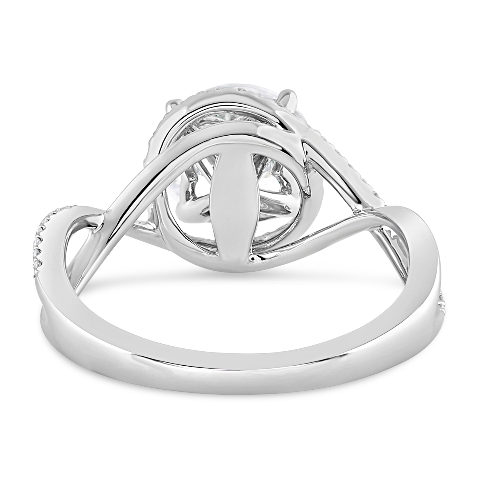 14K Twist Shank Round Lab Grown Diamond Halo Engagement Ring - Image 4