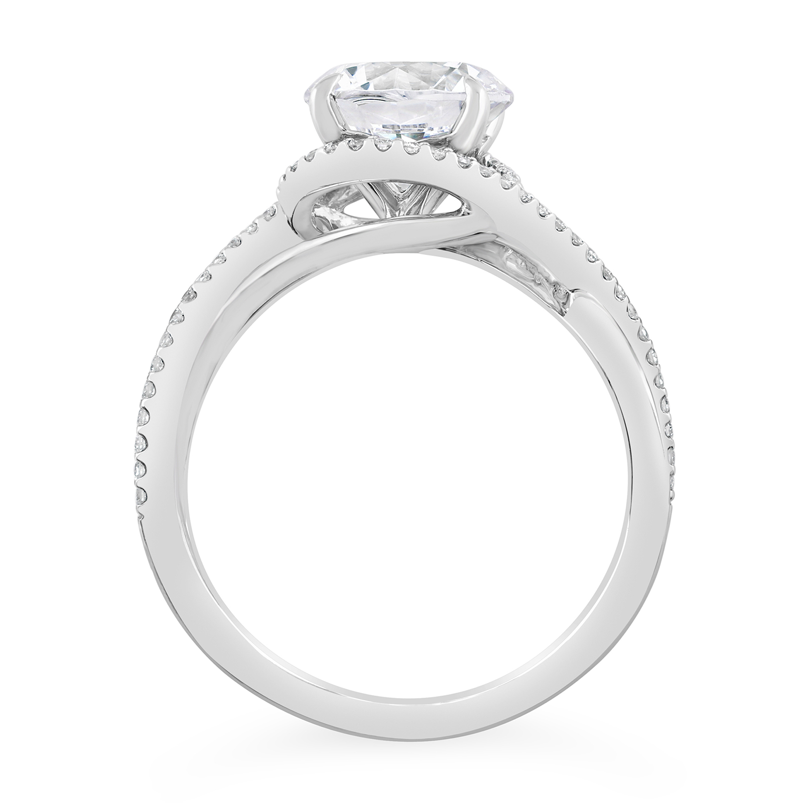 14K Twist Shank Round Lab Grown Diamond Halo Engagement Ring - Image 2