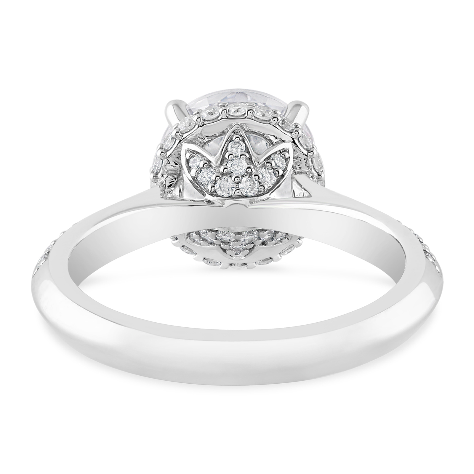 14K Knife Edge round Diamond Hidden Halo Engagement Ring - Image 4