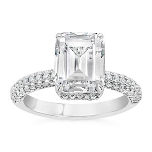 14K Emerald Diamond Hidden Halo Engagement Ring
