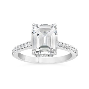 14K Emerald Diamond Engagement Ring