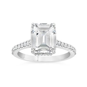 14K Emerald Lab Grown Diamond Enagement Ring