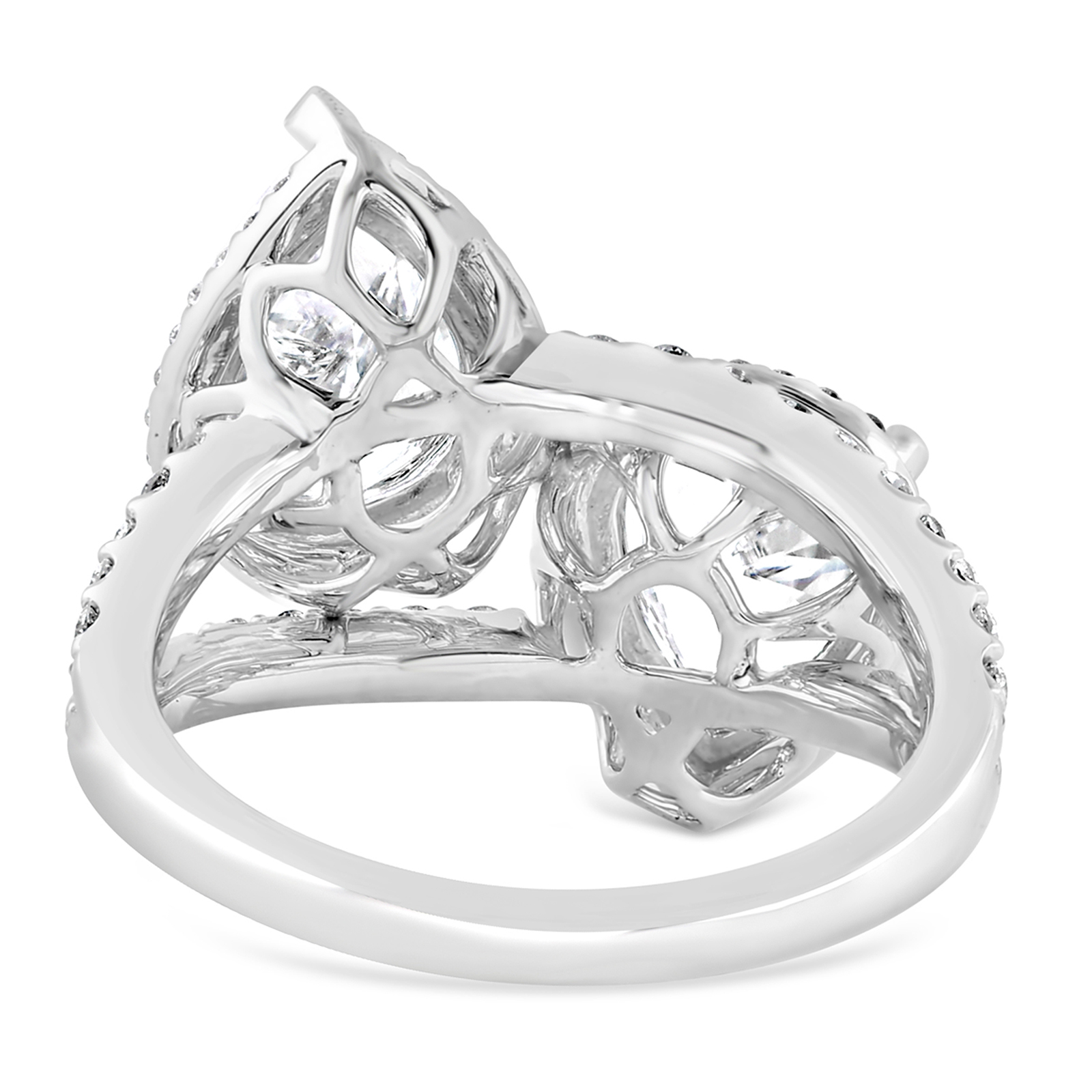 14K Pear Lab Grown Diamond Two Stone Free Forming Engagement Ring - Image 4