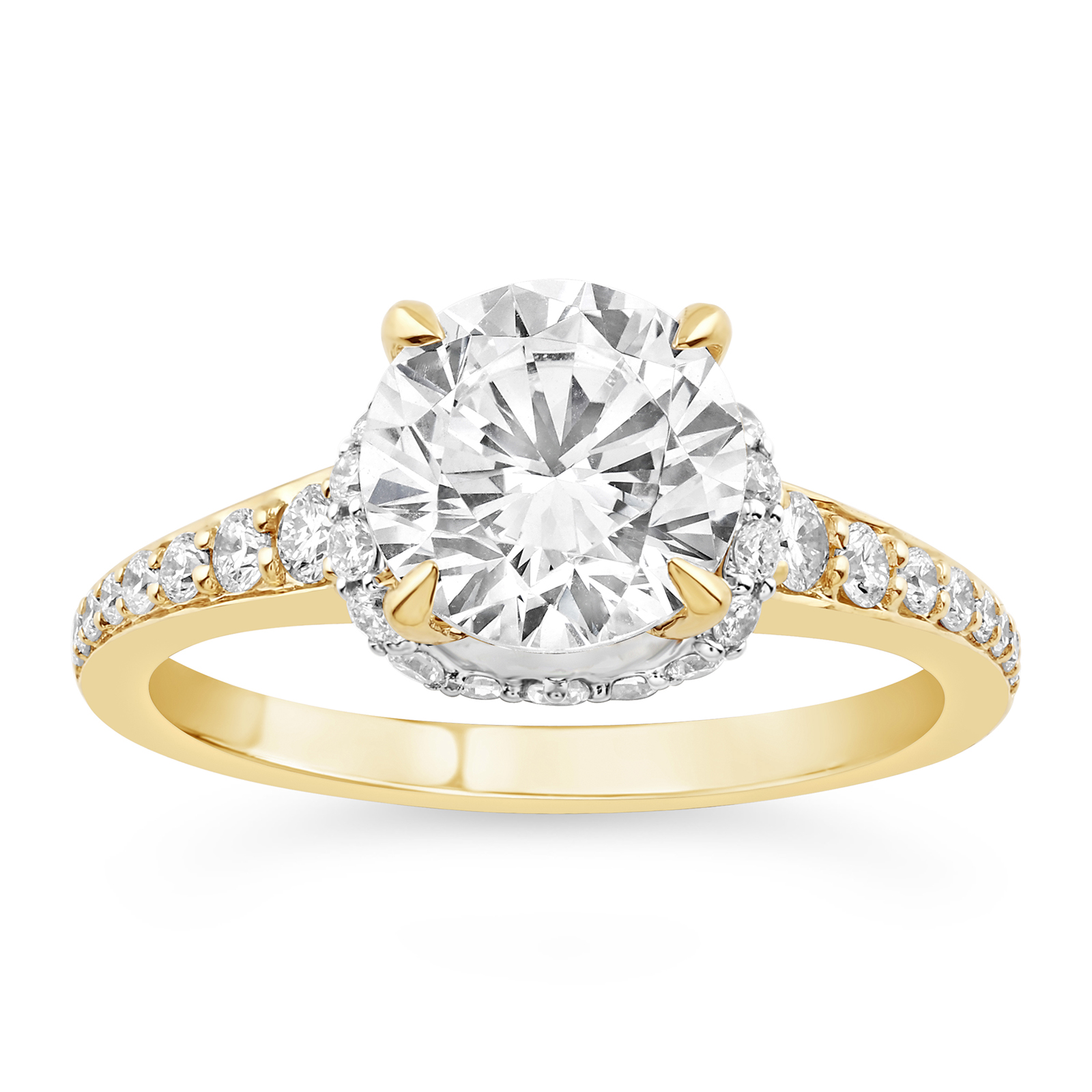 14KTwo-Tone Gold Round Lab Grown Diamond Engagement Ring