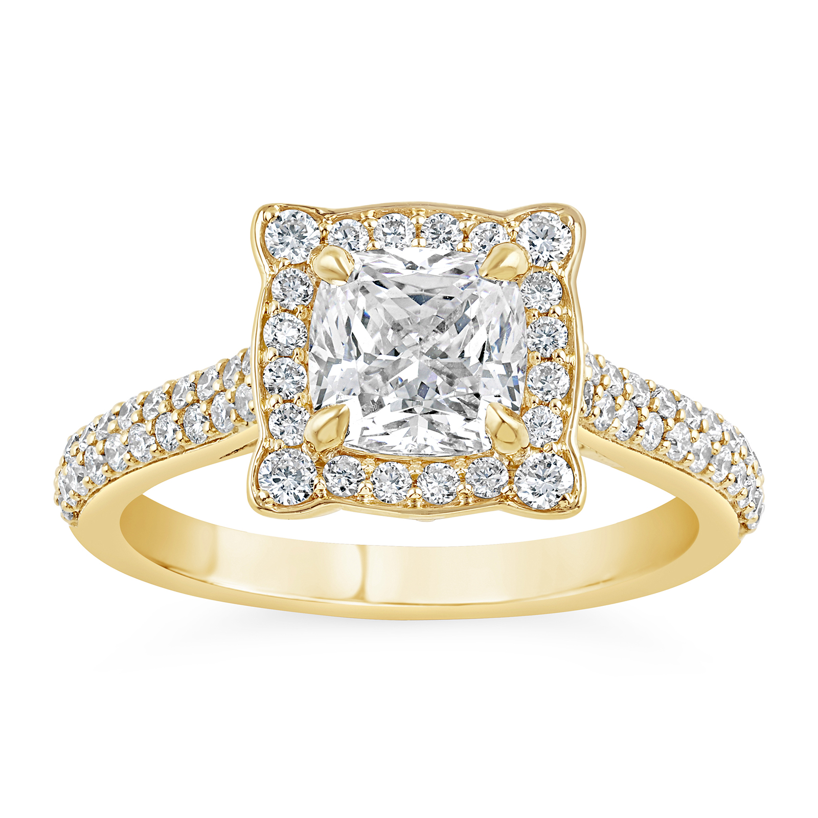 14K Cushion Diamond Halo Engagement Ring