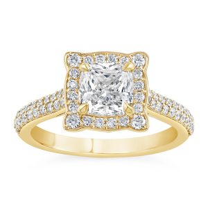 14K Cushion Lab Grown Diamond Halo Engagement Ring