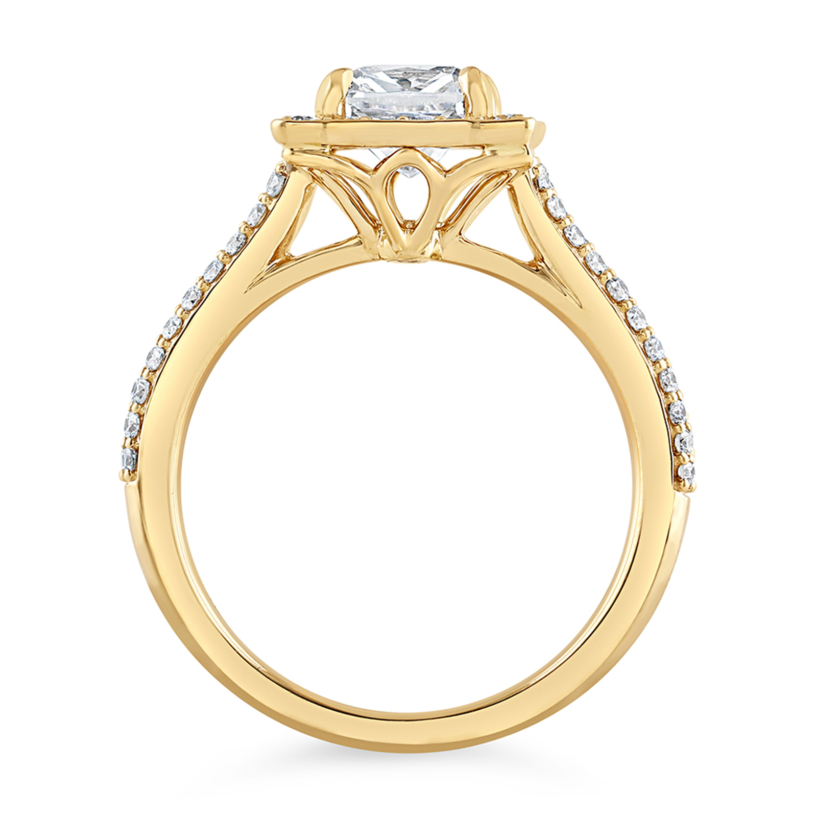 14K Cushion Diamond Halo Engagement Ring - Image 2