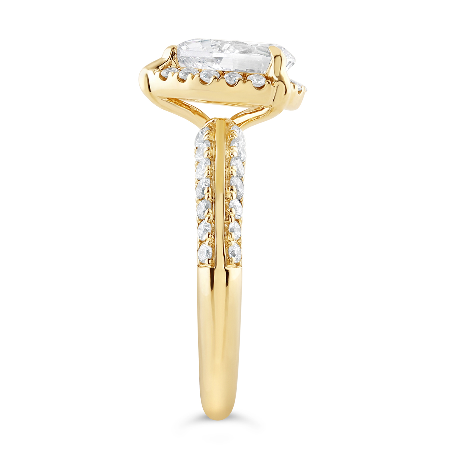 14K Knife Edge Pear Diamond Halo Engagement Ring - Image 3