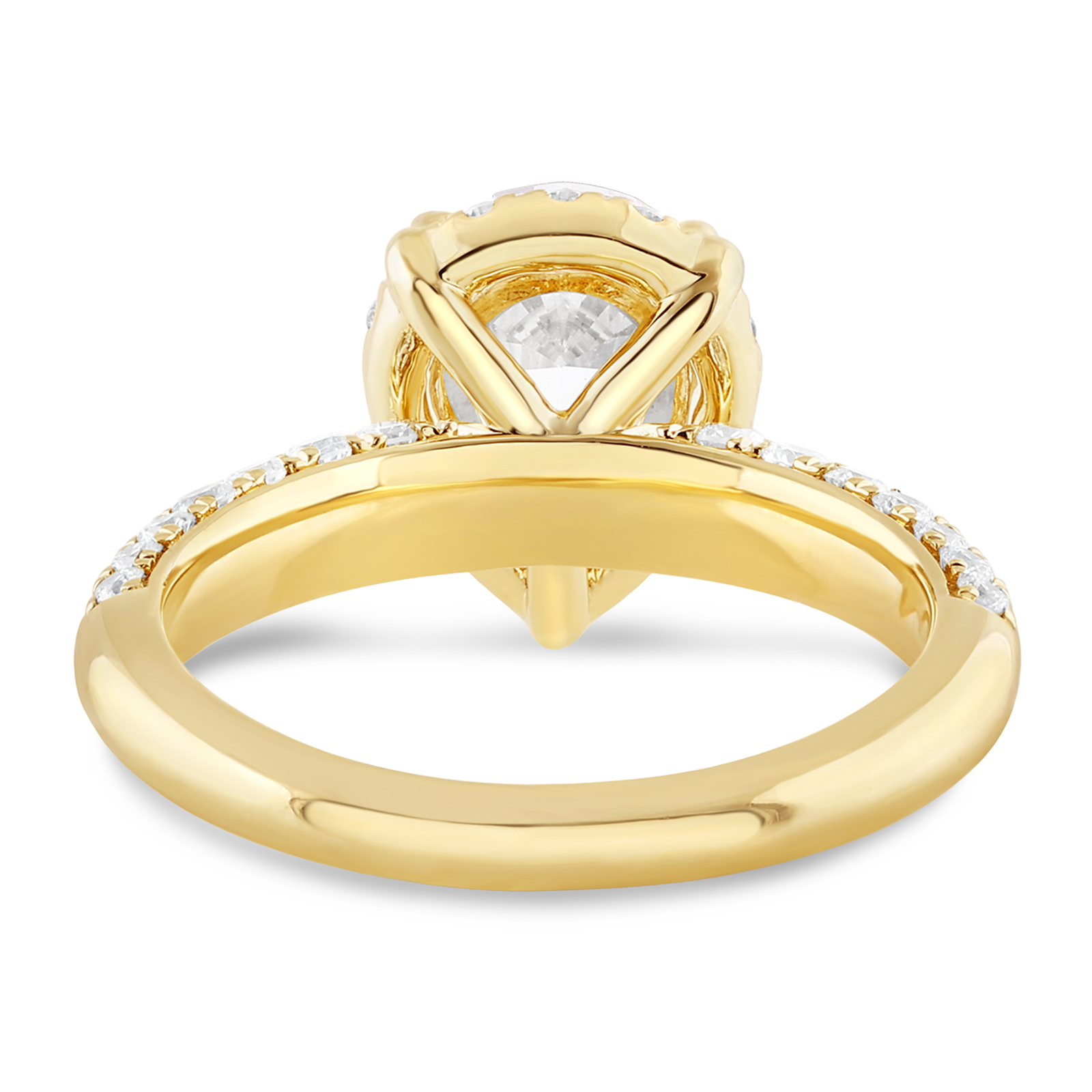 14K Knife Edge Pear Diamond Halo Engagement Ring - Image 4