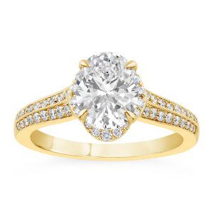 14K Oval Diamond Engagement Ring