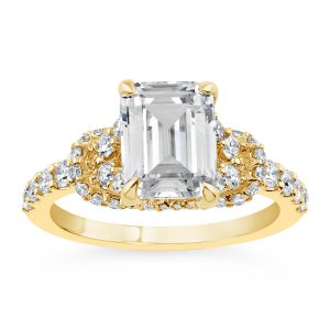 14K Emerald Diamond Engagement Ring