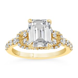 14K Emerald Lab Grown Diamond Engagement Ring