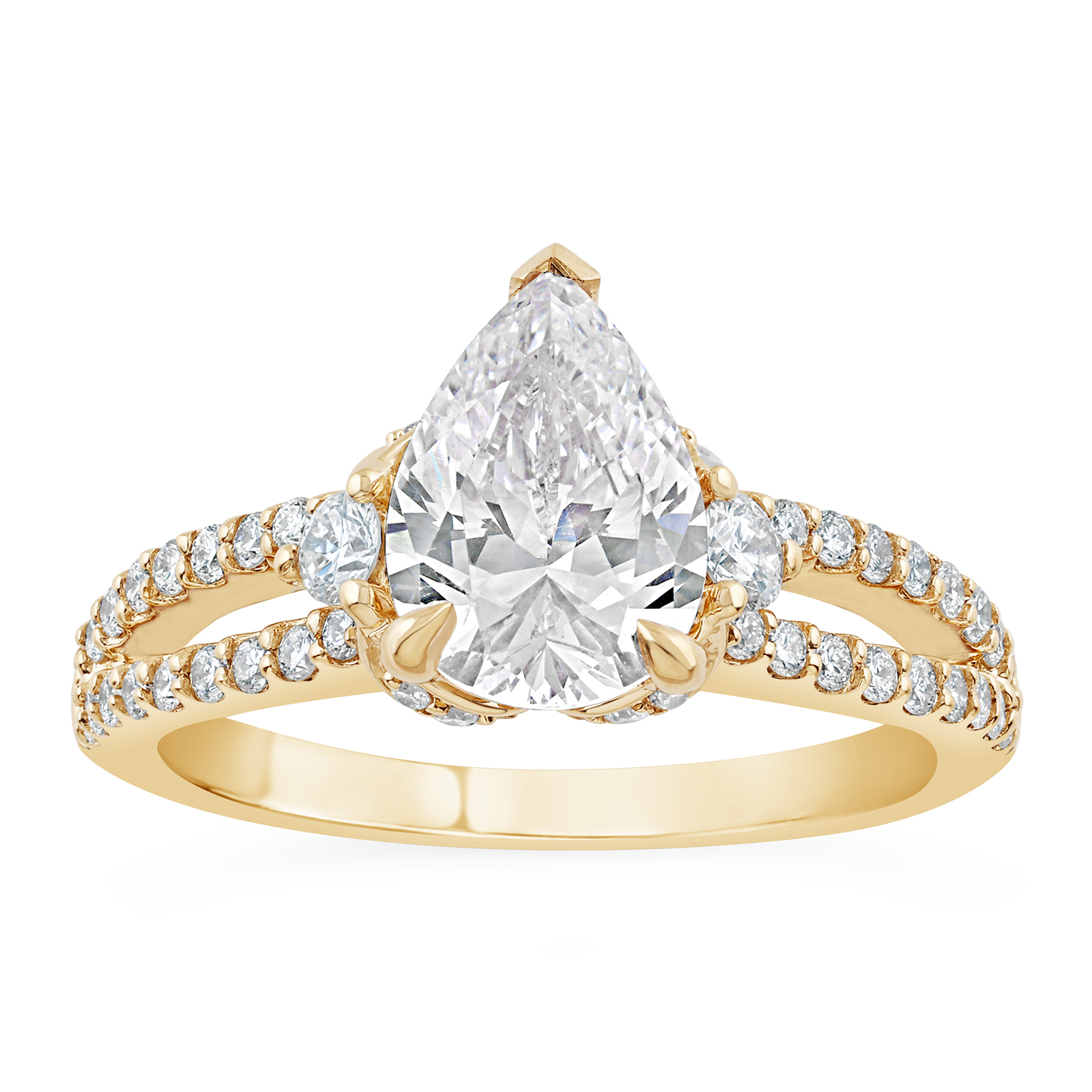 14K Split Shank Pear Lab Grown Diamond Engagement Ring
