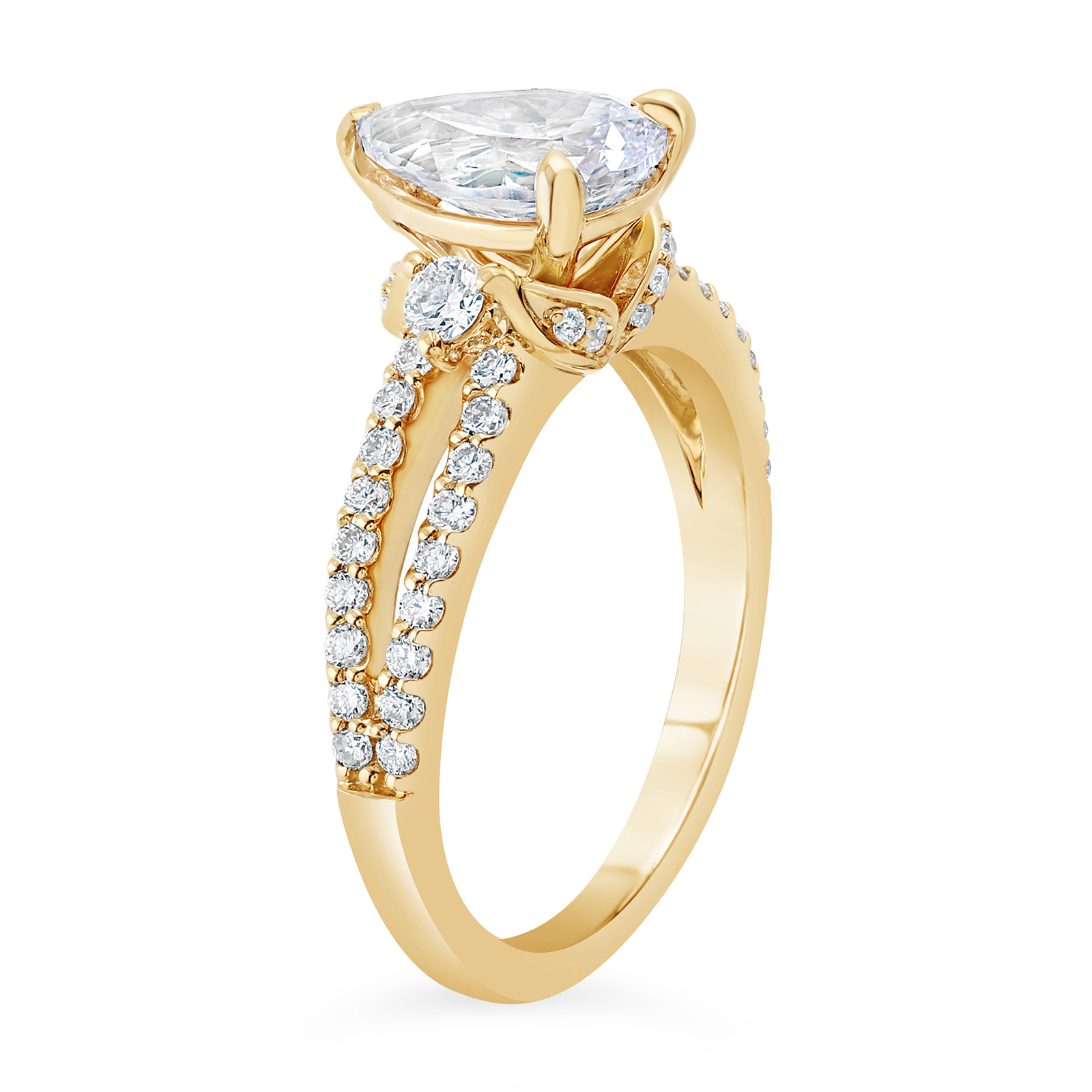14K Split Shank Pear Lab Grown Diamond Engagement Ring - Image 5