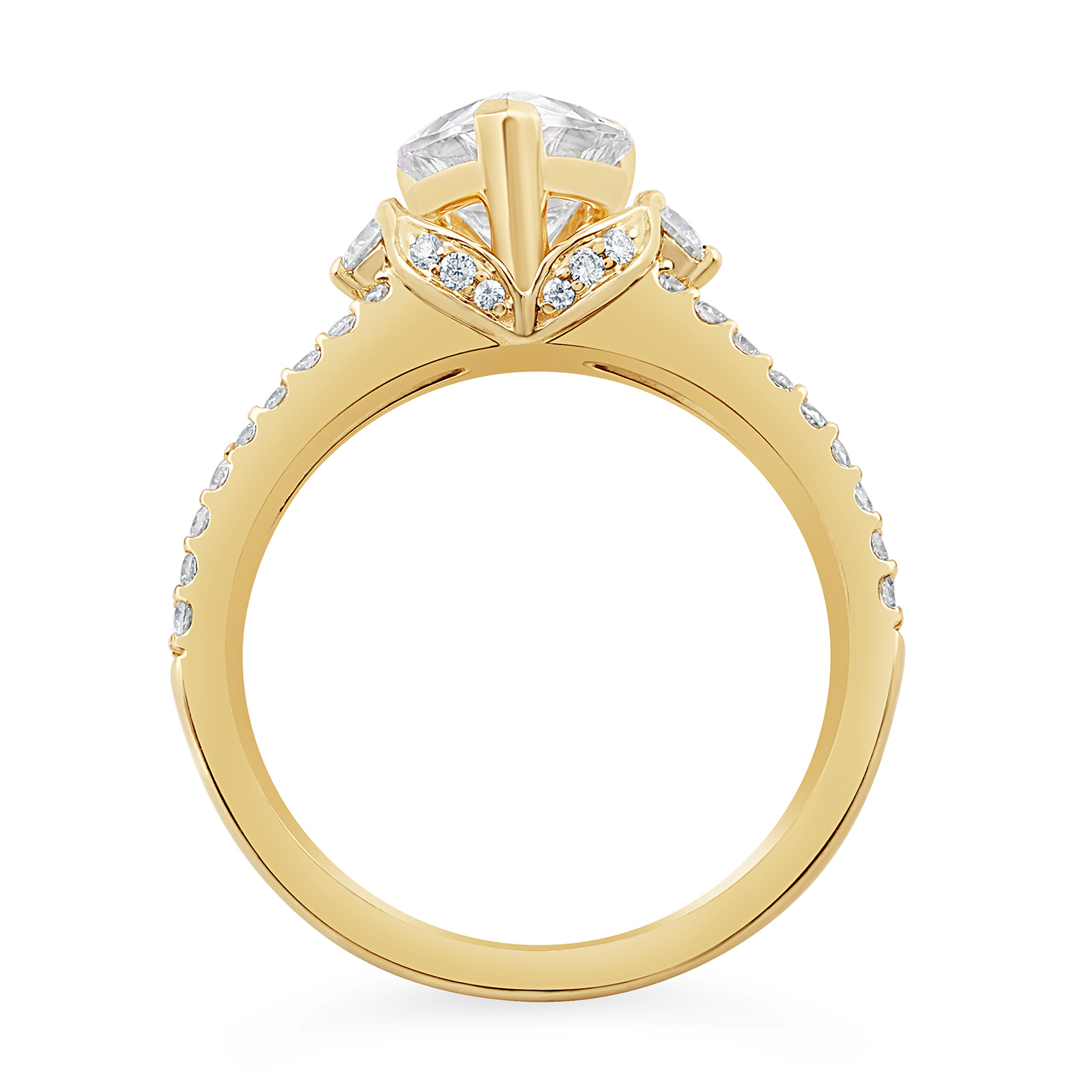 14K Split Shank Pear Lab Grown Diamond Engagement Ring - Image 2