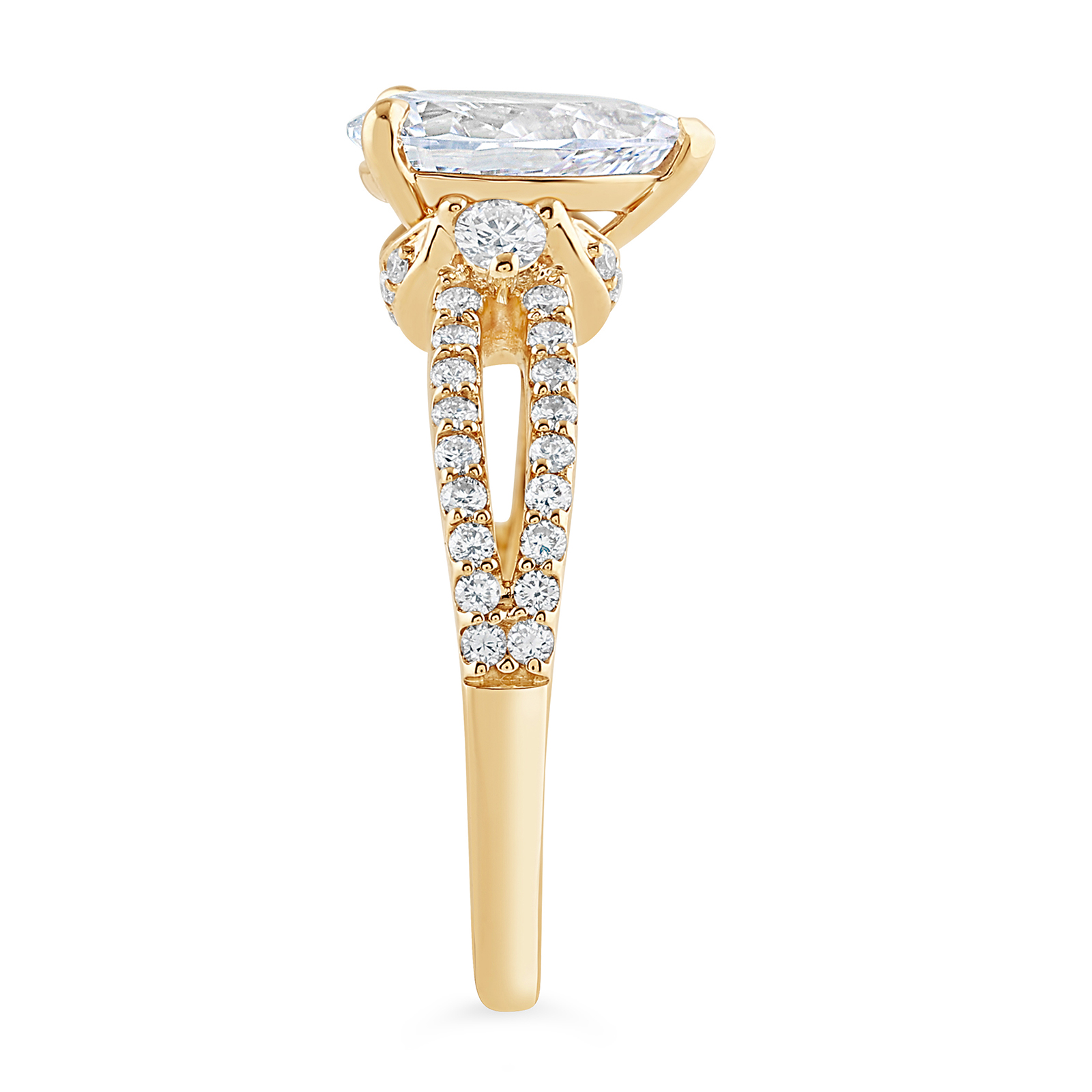14K Split Shank Pear Lab Grown Diamond Engagement Ring - Image 3