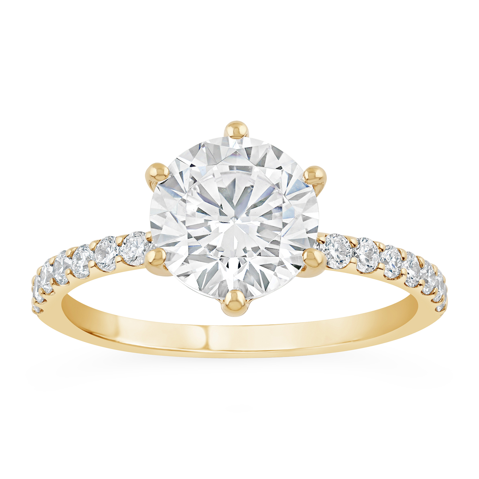 14K Six Prong Round Diamond Engagement Ring