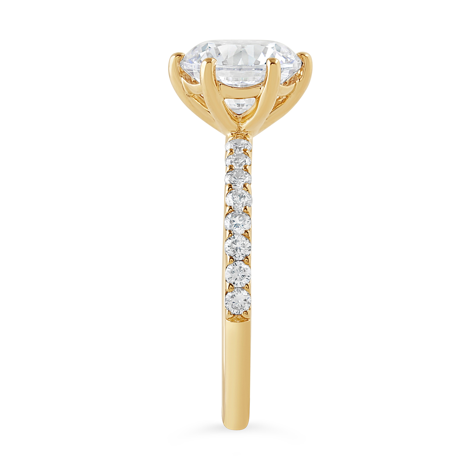 14K Six Prong Round Lab Grown Diamond Engagement Ring - Image 2