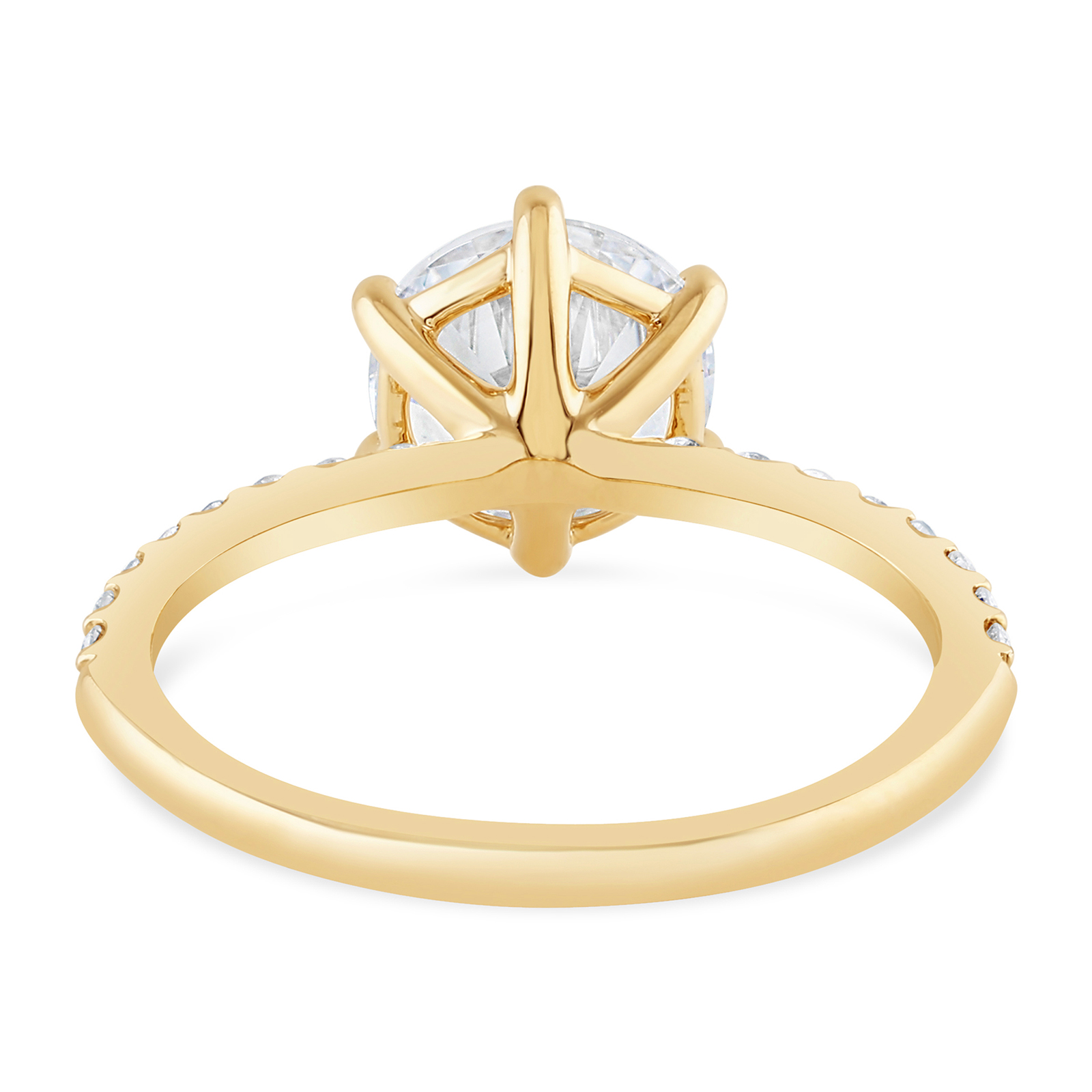 14K Six Prong Round Lab Grown Diamond Engagement Ring - Image 3