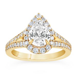 14K Split Shank Pear Diamond Engagement Ring