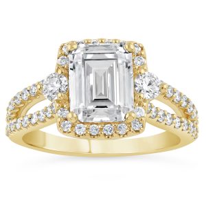 14K Split Shank Emerald Lab Grown Diamond Engagement Ring