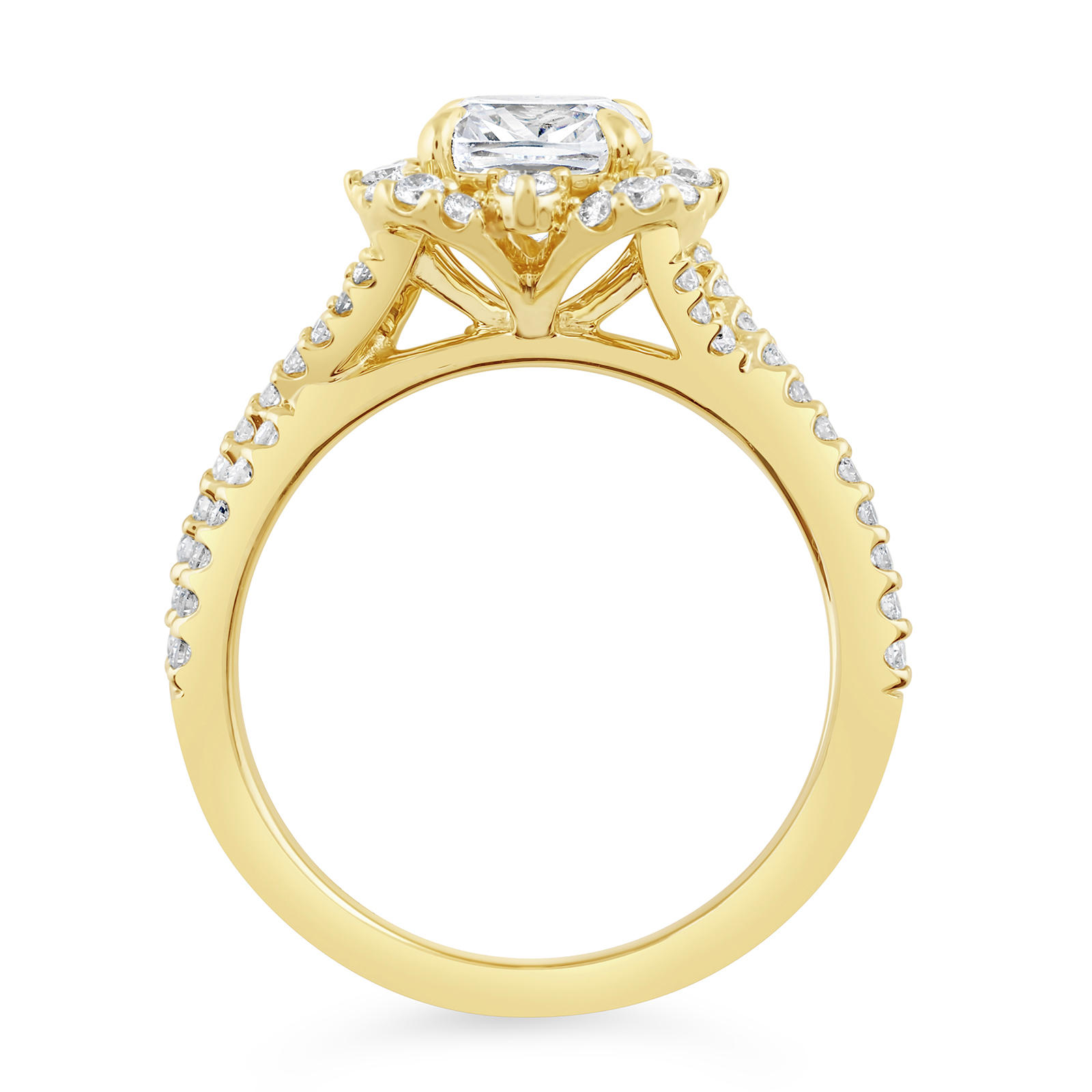 14K Twist Shank Cushion Diamond Art Deco Halo Engagement Ring - Image 2