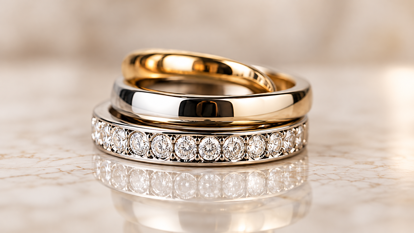 Luxurious Stacked Wedding Rings